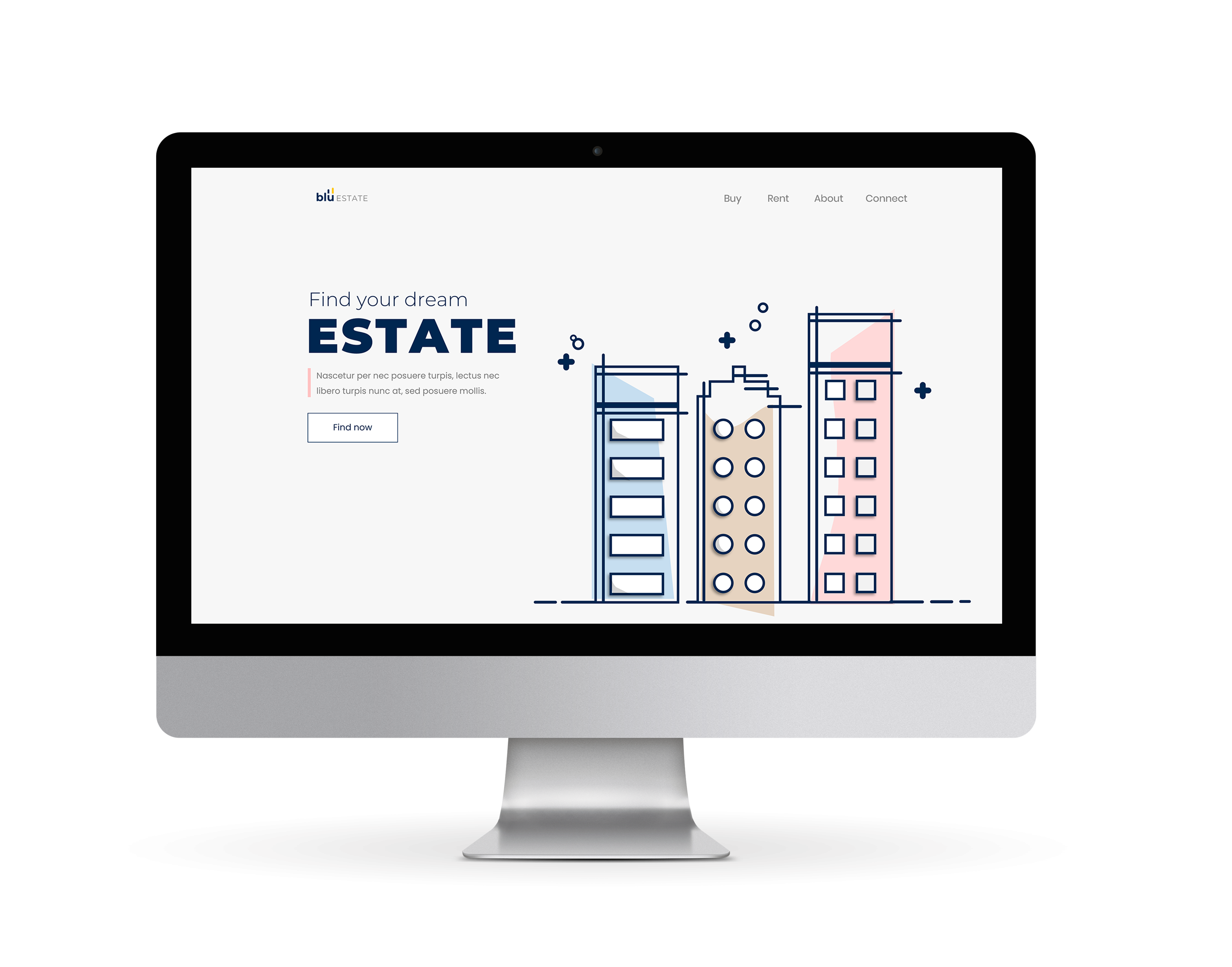 Blue Estate desktop mockup