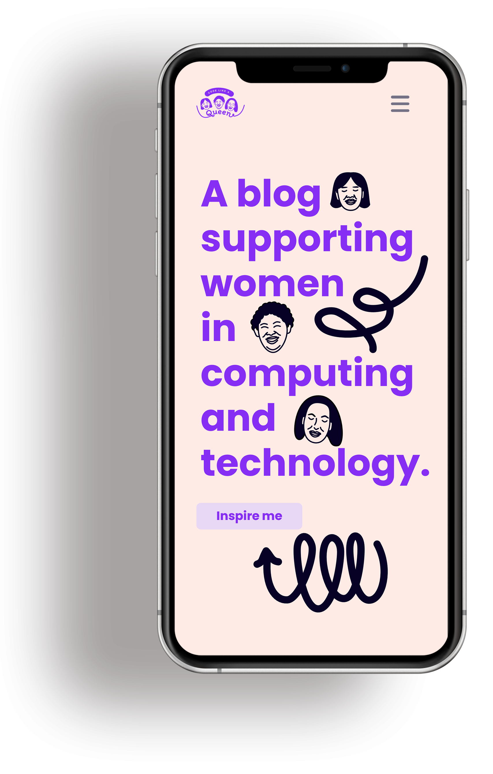 Code Like a Queen mobile mockup