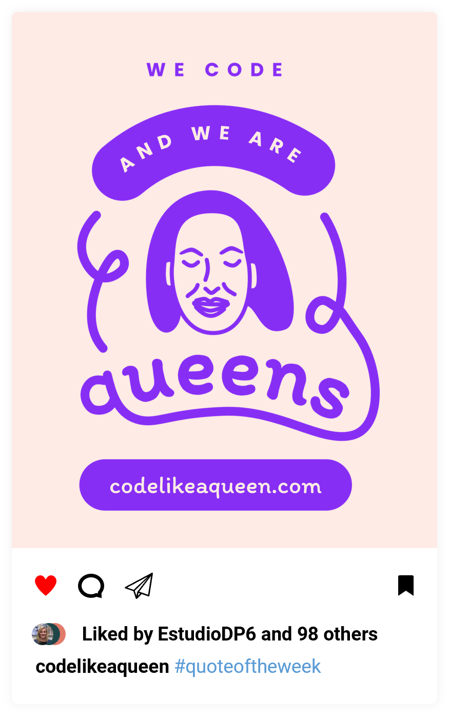 Code Like a Queen Social Media Post