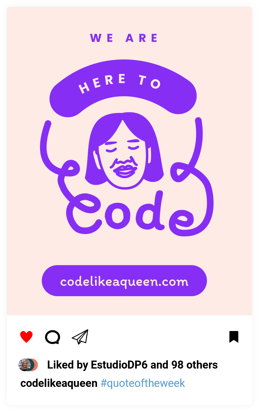 Code Like a Queen Social Media Post