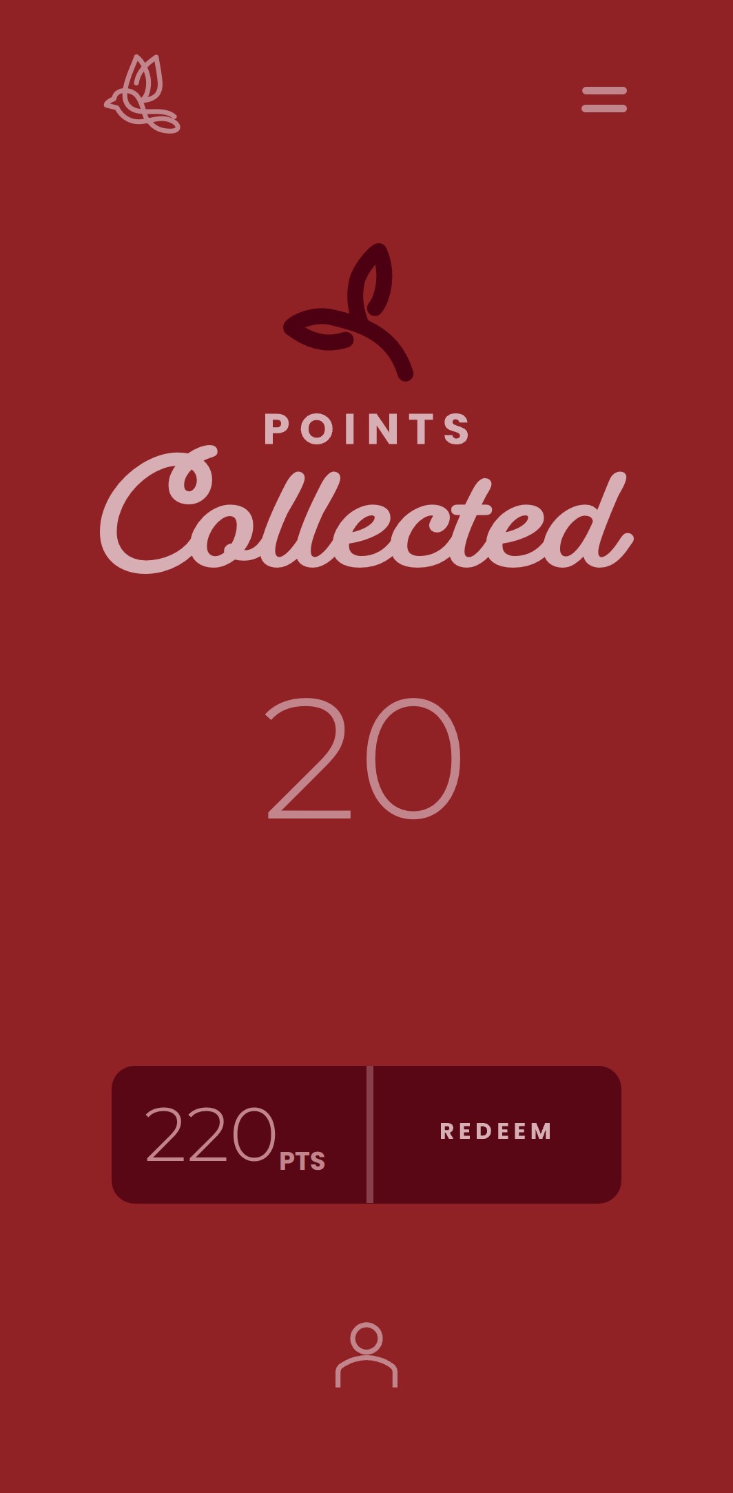 Yo-licious rewards app points collected screen